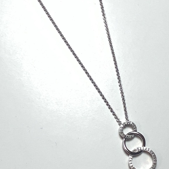 Sterling Silver and Diamond Graduated Circles Pendant Necklace - Picture 2 of 8